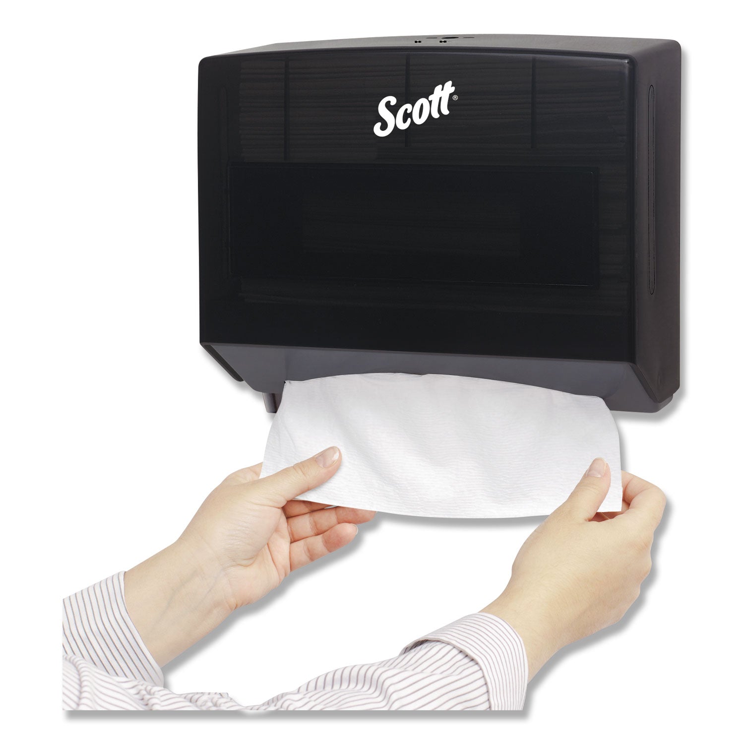 Scott Scottfold Folded Towel Dispenser, Black, Compact, Lockable, 9" x 10.8" x 4.8", 1 Carton