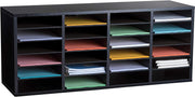24-Compartment Wood Adjustable Paper Sorter Literature File Organizer, Black