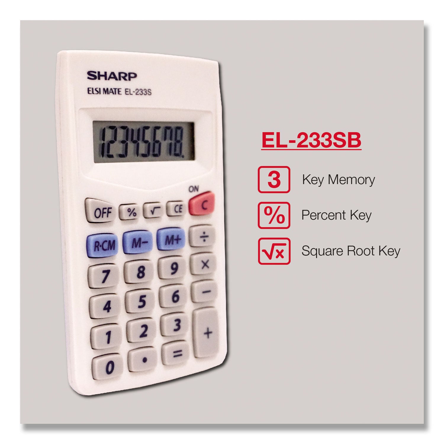 Auto Power Off, 3-Key Memory - 8 Digits - LCD - Battery Powered - 0.3" Height x 2.4" Width x 4.1" Depth - White - Plastic - 1 Each