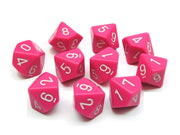 Chessex Opaque Pink/White D10 Dice Set (10)