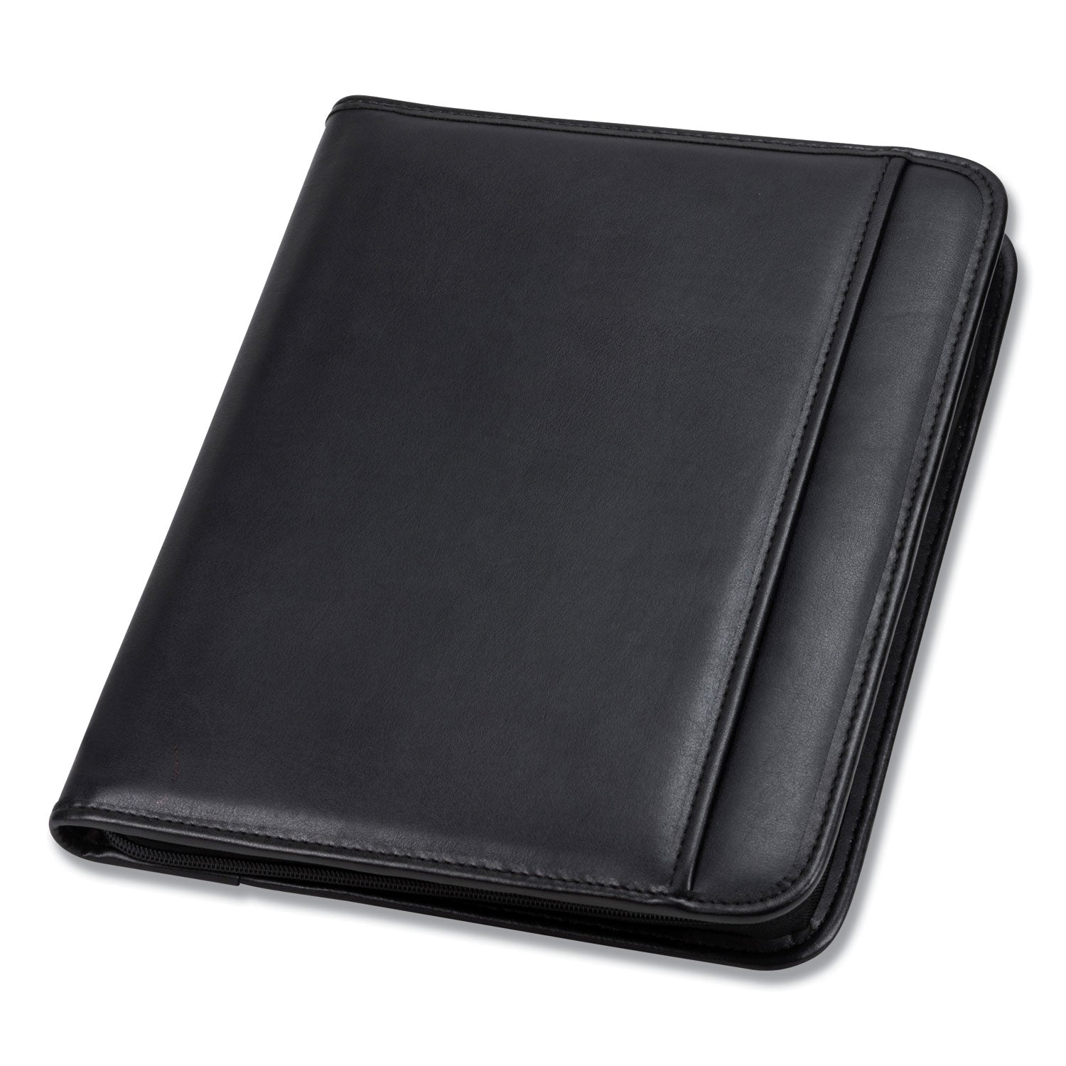 Samsill Letter Pad Folio - 8 1/2" x 11" - 6 Exterior, Internal Pocket(s) - Vinyl, Polyvinyl Chloride (PVC) - Black - Tablet Pocket, Zipper Closure, Wrap-around - 1 Each