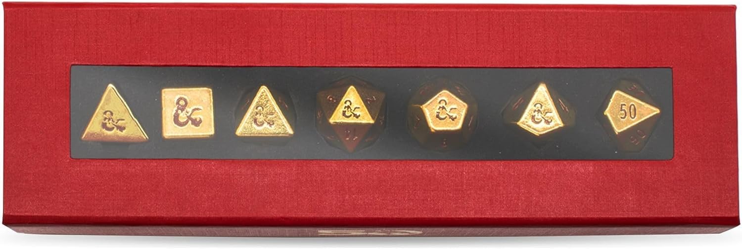 Ultra PRO - 50th Anniversary Heavy Metal 7 RPG Dice Set for Dungeons & Dragons, Premium Tabletop Gaming Accessories, Roleplaying Set, Collectible RPG dice, zinc Alloy for Gamers