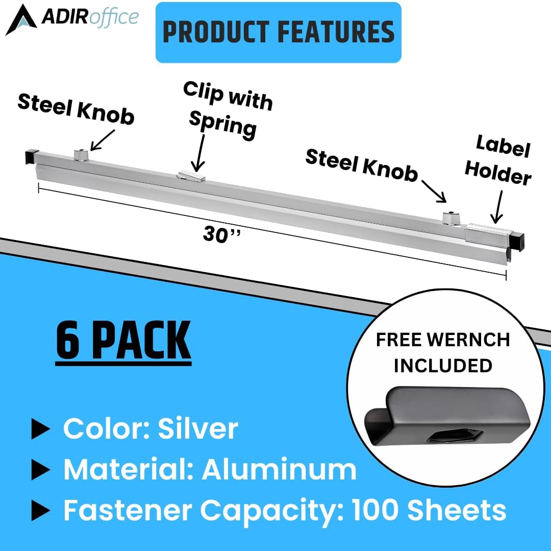 24 in. Aluminum Hanging Blueprint Clamps 100 Sheets (6 Pack)
