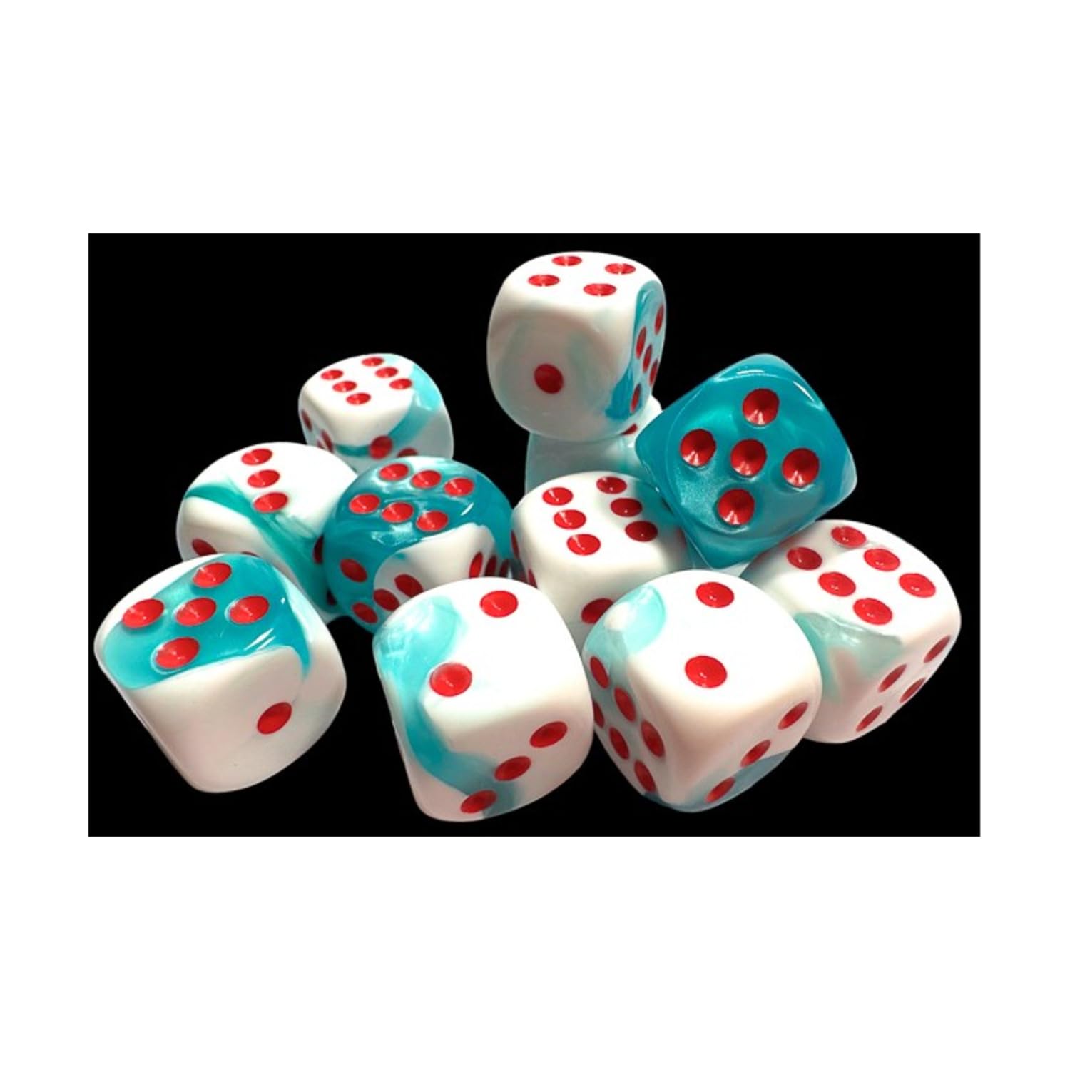 DND Dice Set-Chessex D&D Dice-16mm Gemini White, Teal, and Red Plastic Polyhedral Dice Set-Dungeons and Dragons Dice Includes 12 Dice – D6