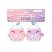 TeeTurtle Plushiverse - Plushmates Besties Keychain Set - Valentine’s Day - Cute Kawaii Pink And Purple Bobas - Novelty Clip-On Plush With Magnetic Hands