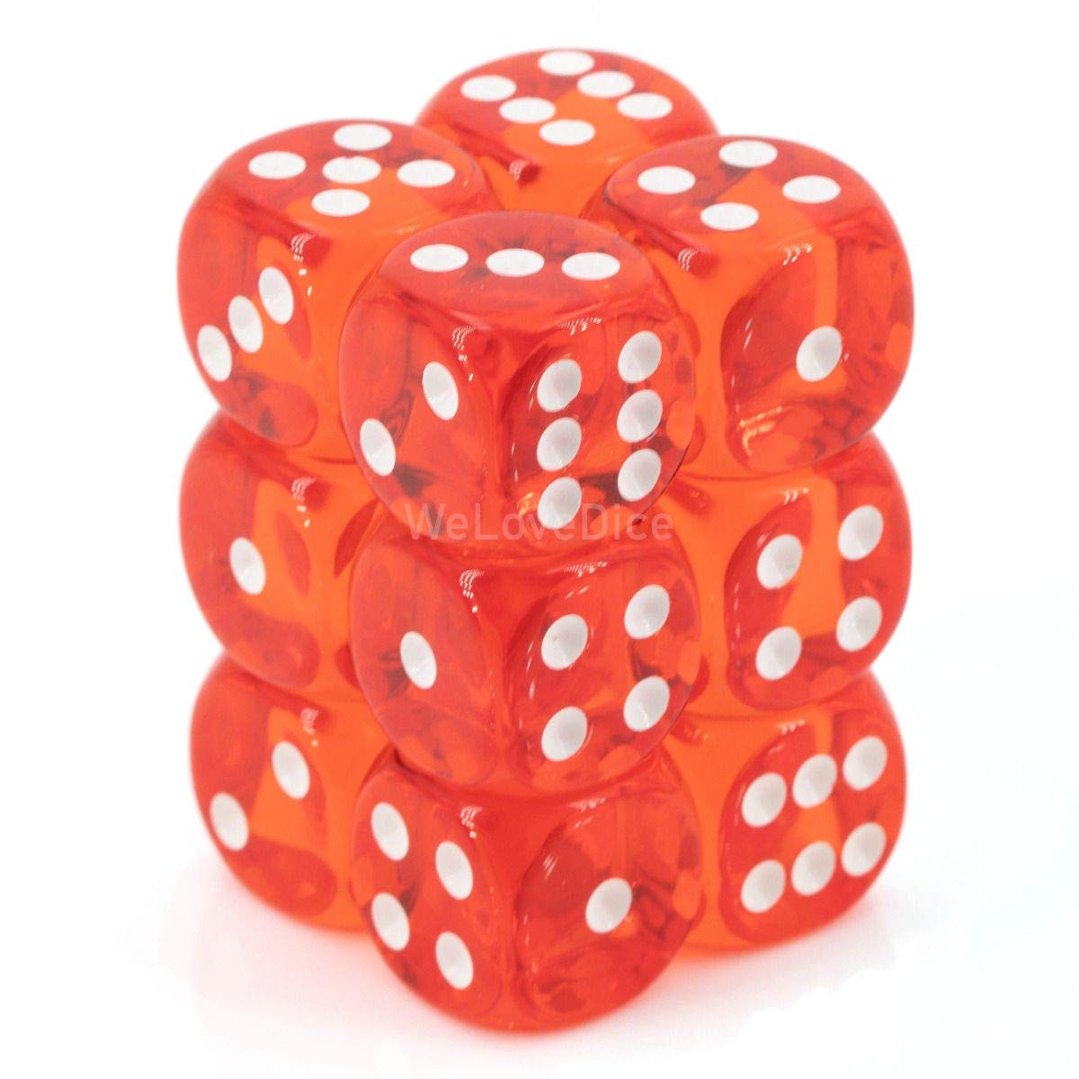 Dice Set 12d6 Translucent (16mm) 23603 Orange / White