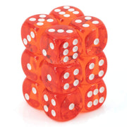 Dice Set 12d6 Translucent (16mm) 23603 Orange / White
