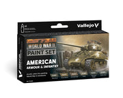 Vallejo - WWII American Armour & Infantry Model Color Paint Set | Historic US Military Shades | Brush & Airbrush Compatible Acrylic Colors | Pro Modeler Collection | 6 bottles x 18 ml. (0.6 fl.oz)