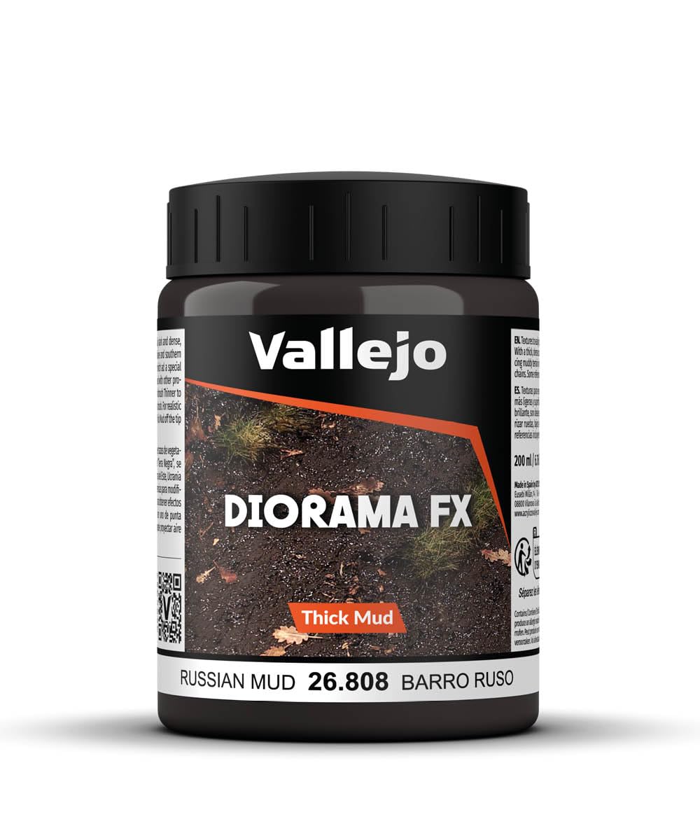 Vallejo - Diorama FX Thick Mud | Russian Mud 200 ml (6.76 fl.oz.) | Premium Acrylic Color For Modelers & Miniature Enthusiasts