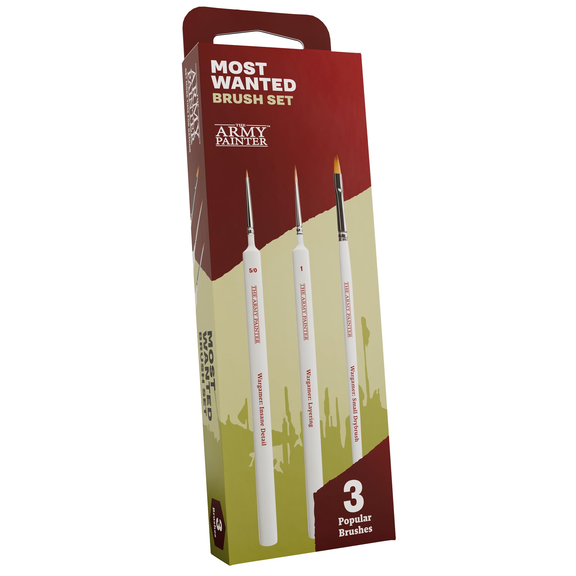 The Army Painter, Most Wanted Brush Set, Miniatures Paint Brush Set of 3 Wargamer Brushes: Small drybrush, Layering & Insane Detail - Quality Detail Brush Set Handmade in Europe