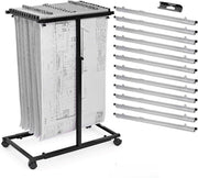 AdirOffice Blueprint Steel Vertical Plan Center, Black with 6036 30 in. Aluminum Hanging Clamps (6 Pack)