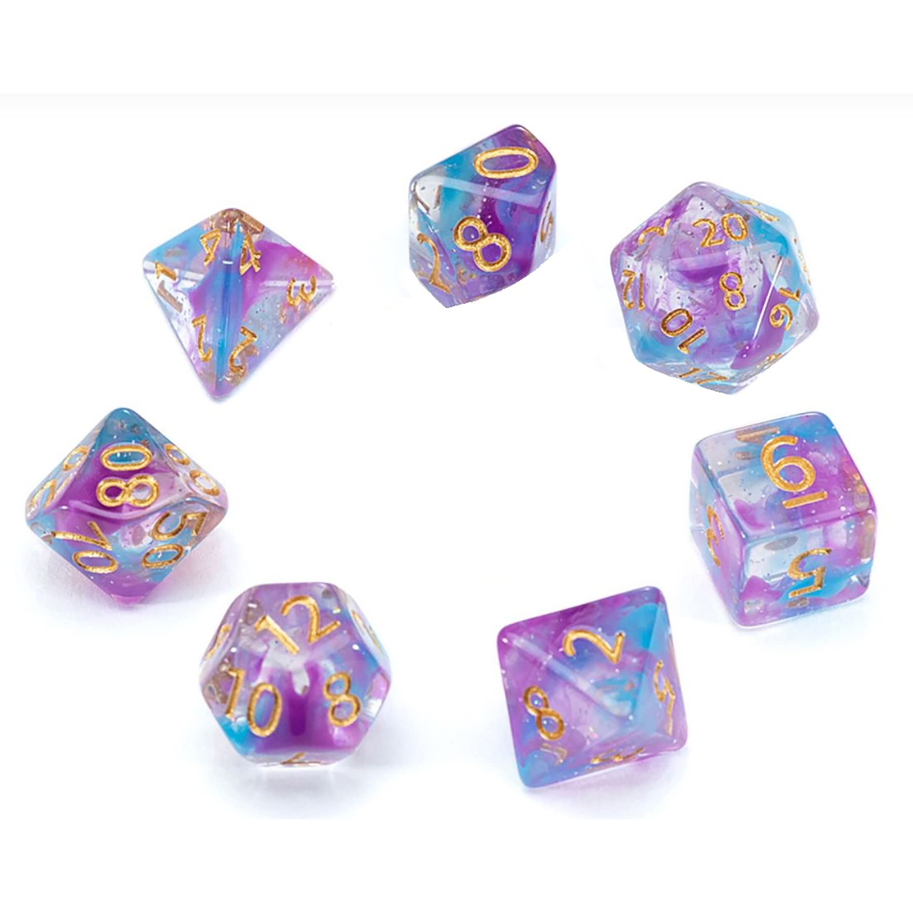 Gate Keeper Games & Dice Gate Keeper Games Mighty Tiny Dice: Sea Sparkle - 7 Piece RPG Dice Set, Glow in The Dark, 12mm Resin Dice Set, Gate Keeper Games, Roleplaying, Radiant Style Dice Infused with Surface Glitters