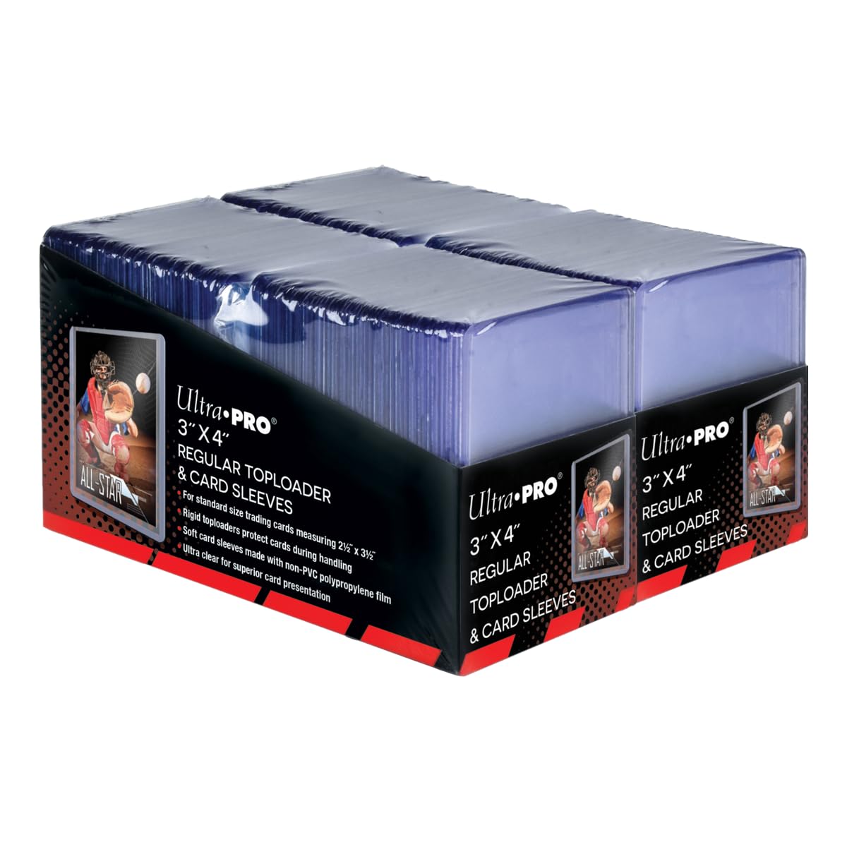 Ultra PRO 3" x 4" Clear Regular Toploaders for Cards with Card Sleeves Bundle Standard Size 200ct Trading Baseball Toploader Card Sleeve Protectors