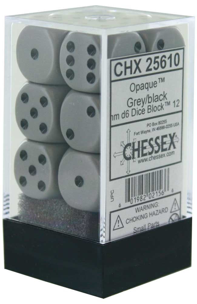 Chessex DND Dice Set D&D Dice-16mm Opaque Dark Grey and Black Plastic Polyhedral Dice Set- for Dungeons and Dragons Dice Includes 12 Dice – D6, Various (CHX25610), Standard (15mm - 17mm)