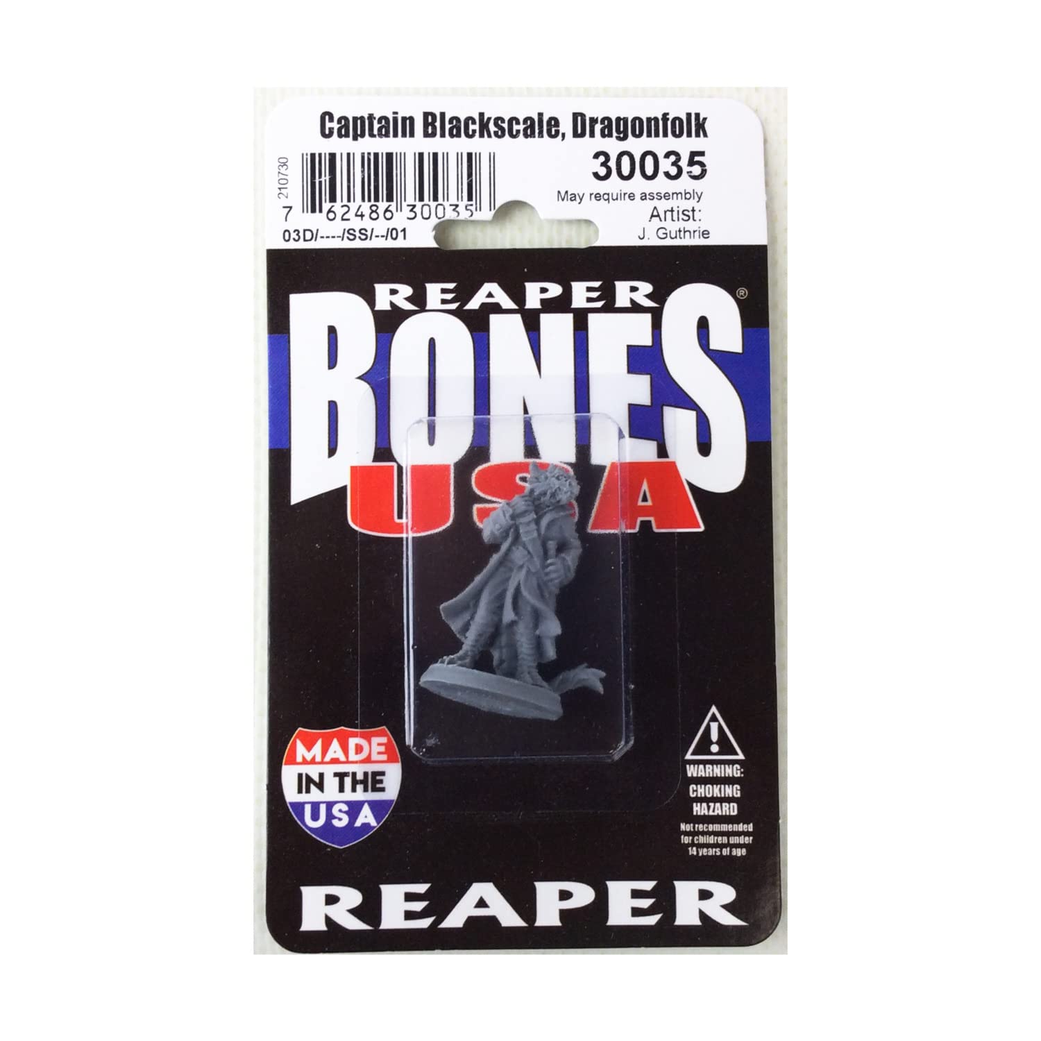 Captain Blackscale Dragonfolk Pirate Miniature Figure 25mm Heroic Scale Reaper Bones USA Reaper