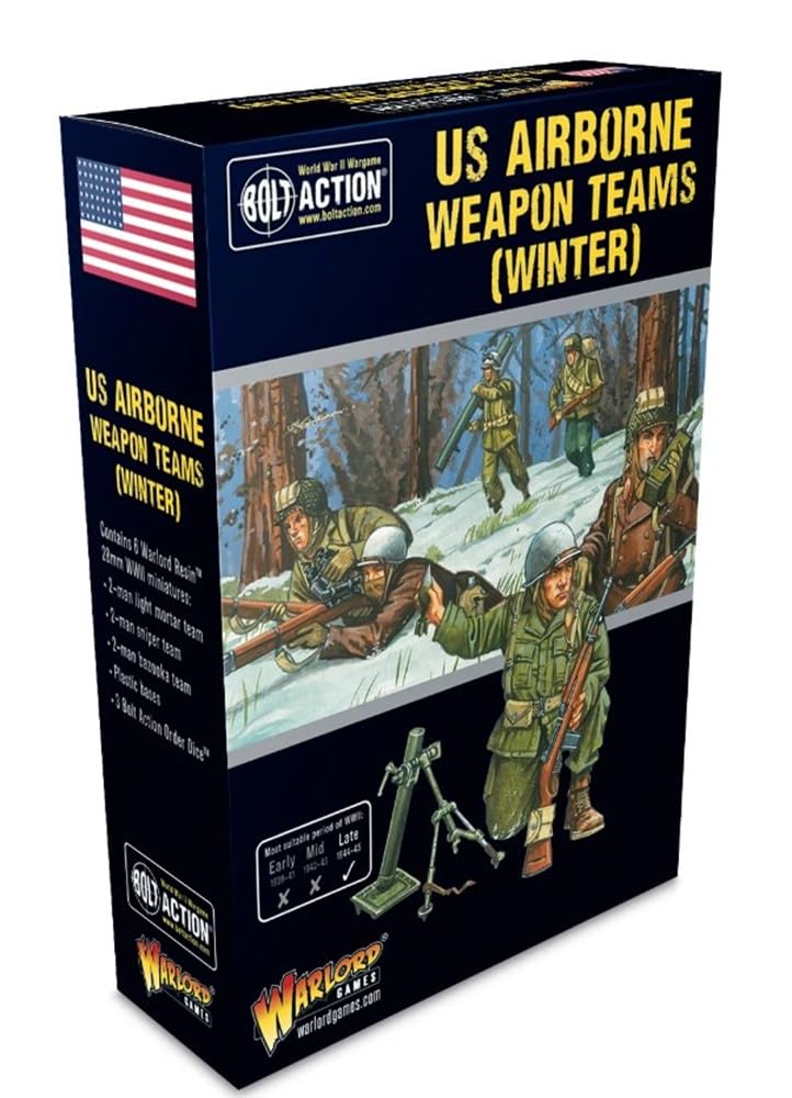 Warlord Games US Airborne (Winter) Weapons Teams 28mm Scale Resin Miniatures for Bolt Action Highly Detailed World War 2 Miniatures