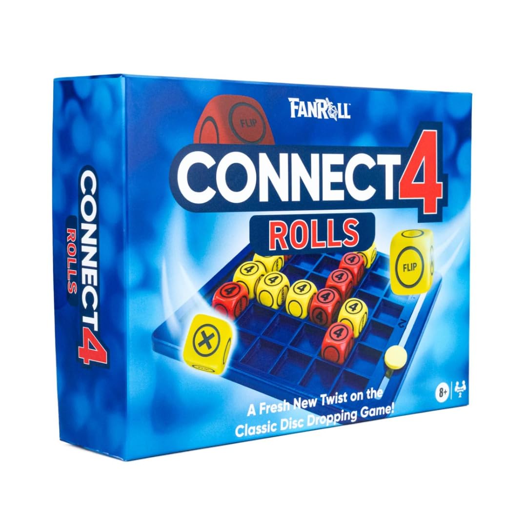 Fanroll Connect 4 Rolls Dice Game, A Dice Rolling Twist on The Classic Disc Dropping Game: Checkers Meets Connect 4!