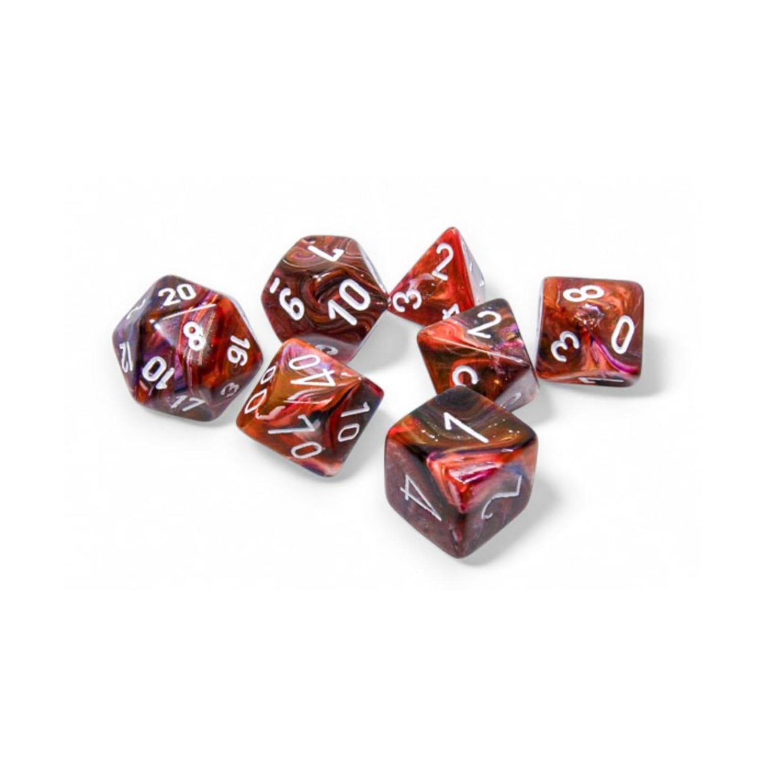 Symphony Festive Dice with White Numbers 16mm (5/8in) Set of 7 Chessex