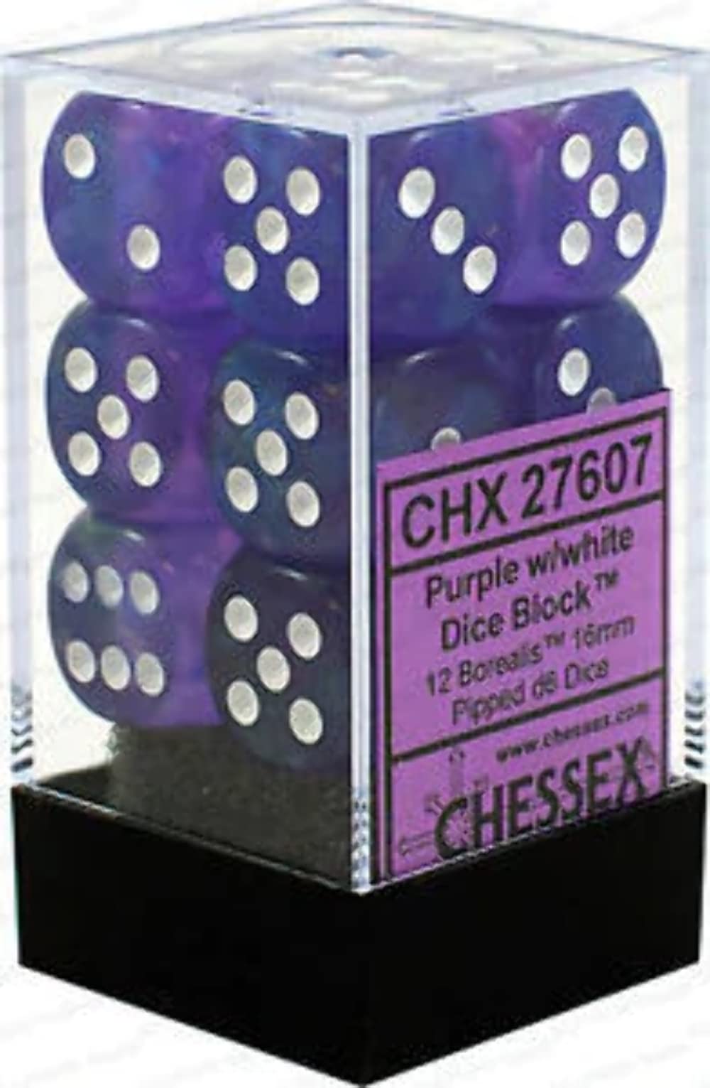 Dice Set 12d6 Borealis (16mm) 27607 Purple / White
