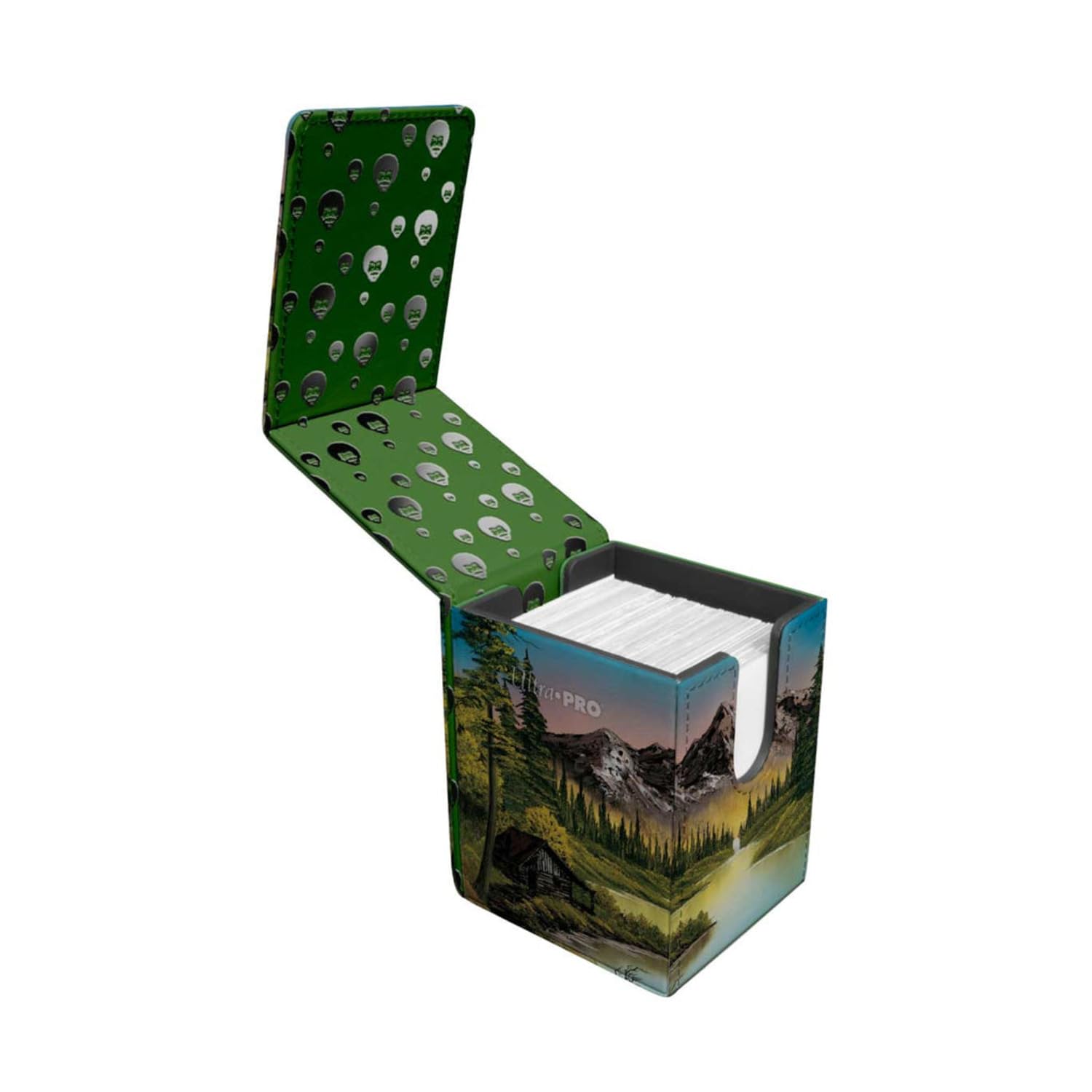 Ultra Pro - Bob Ross Mountain Retreat Alcove Flip, Trading Card Game Accessories, Premium Deck Storage Solution, Collectible Card Game Organizer, Leatherette Deck Box, Compact Secure TCG Storage
