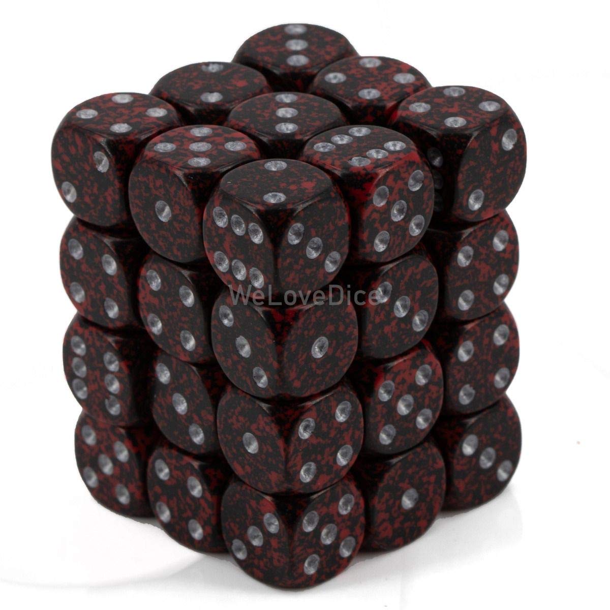 d6 Cube 12mm Speckled Silver Volcano (36)