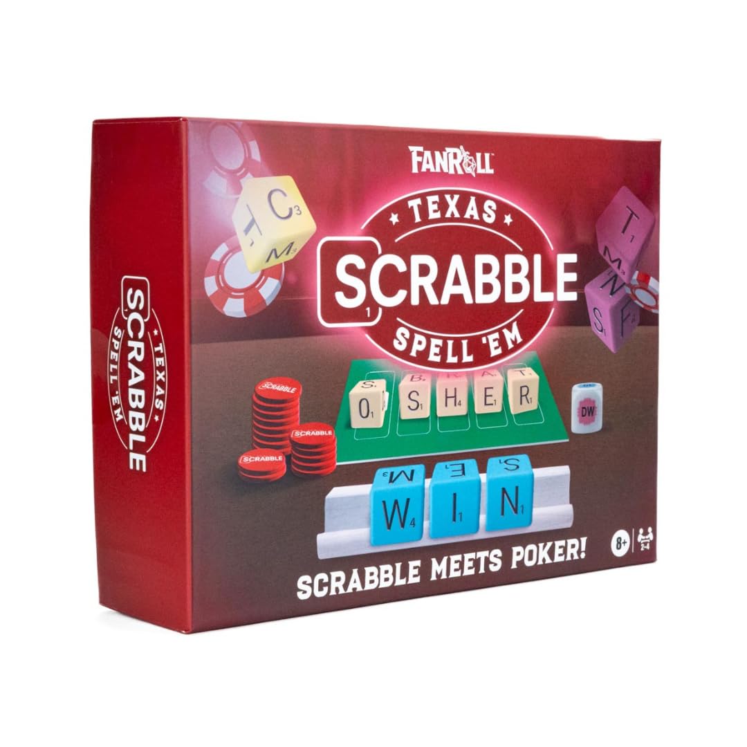 Fanroll Scrabble Texas Spell Em Board Game, Scrabble Meets Texas Hold 'Em Poker with Dice!
