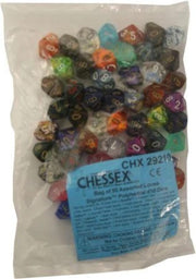 Chessex DND Dice Set D&D Dice-16mm Assorted Colours Plastic Polyhedral Dice Set-Dungeons and Dragons Dice Includes 50 Dice - D10