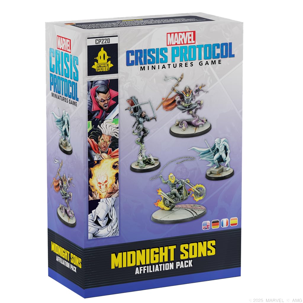 Marvel: Crisis Protocol Midnight Sons Affiliation Pack - Blade, Moon Knight, Ghost Rider & Doctor Voodoo, Tabletop Superhero Game, Ages 14+, 2 Players, 90 Minute Playtime, Made by Atomic Mass Games