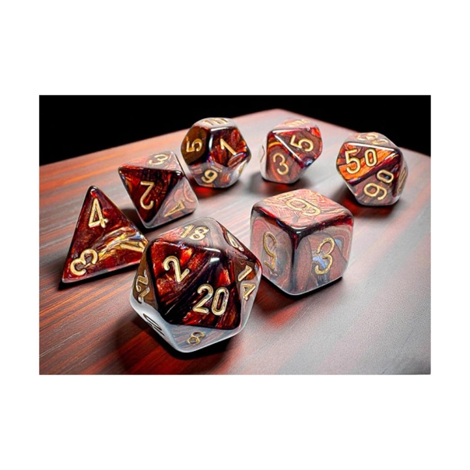 Chessex Mega-hedral Poly Set - Scarab, Blue Blood w/Gold (7)