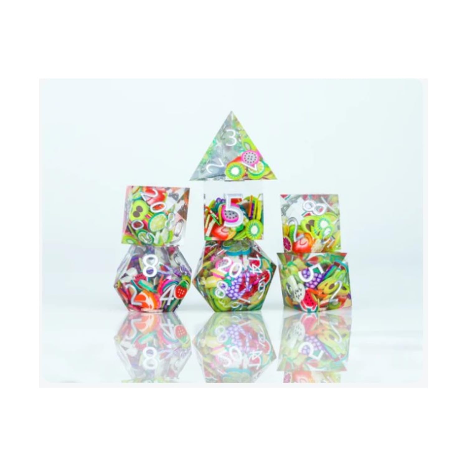 Sirius Dice SDZ001402 Sharp-Edged Sharp Fruit Dice Game Set of 7