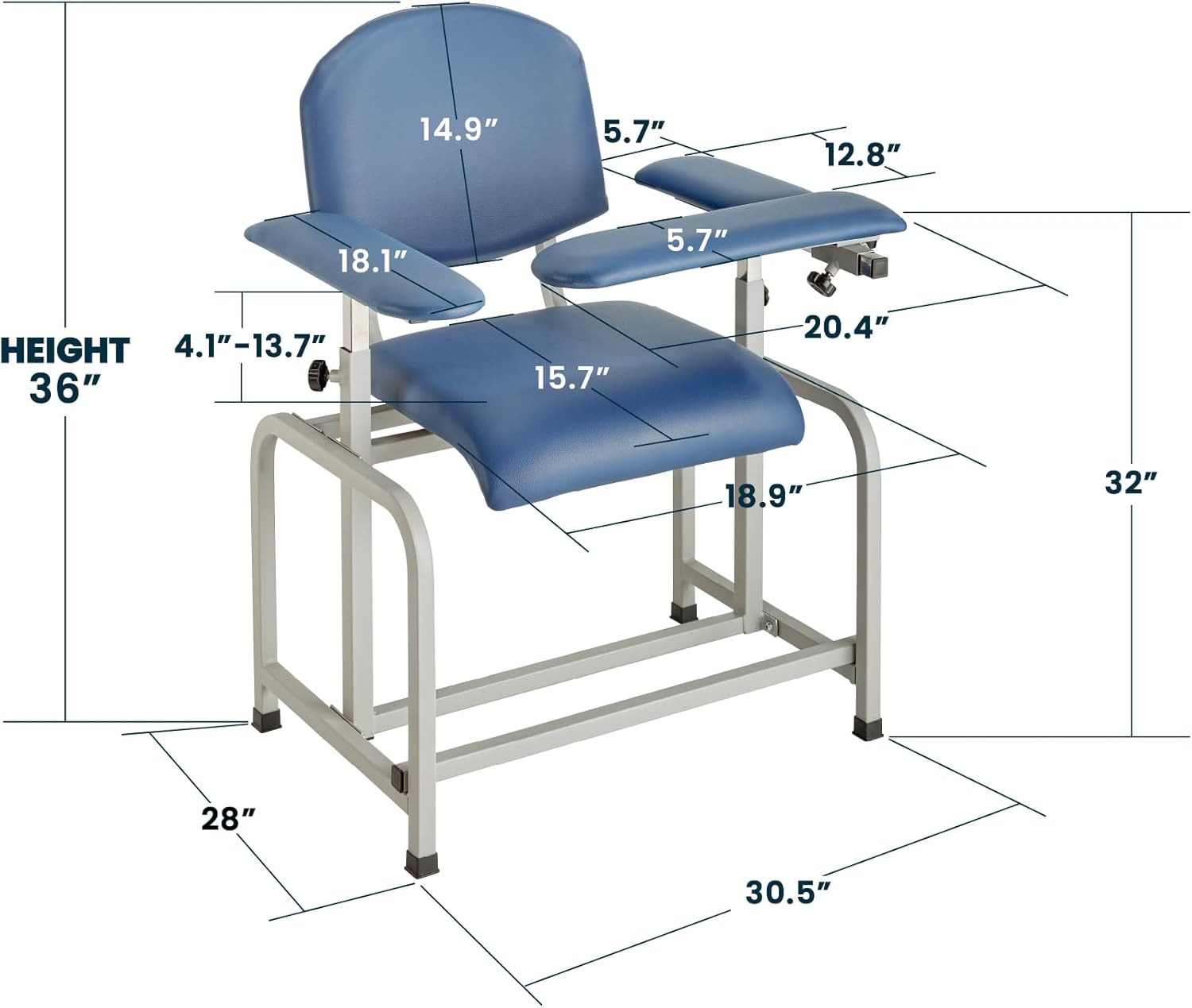 Blue Padded Phlebotomy Blood Drawing Chair