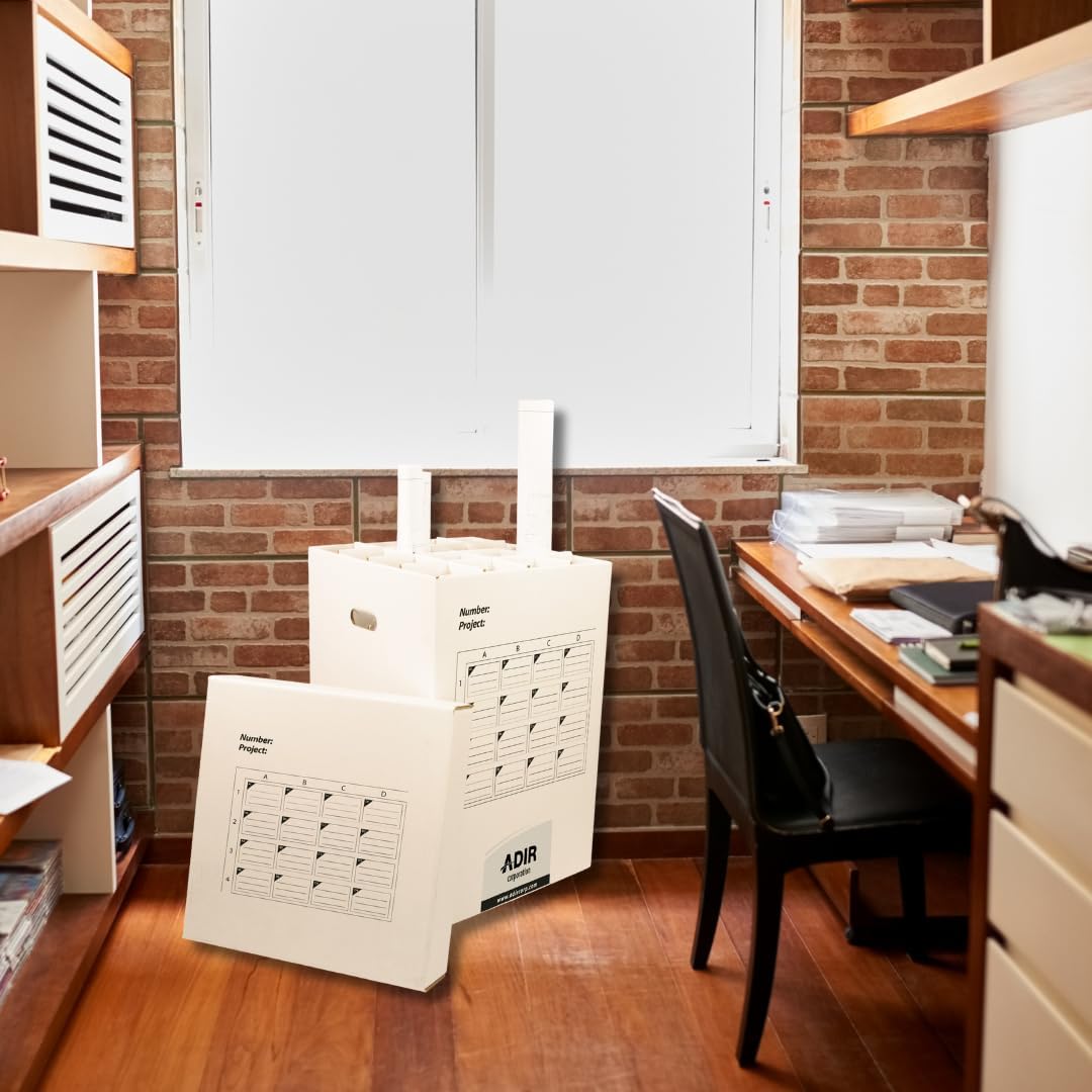 37 in. Corrugated Cardboard 16 Roll File Upright Storage Cabinet