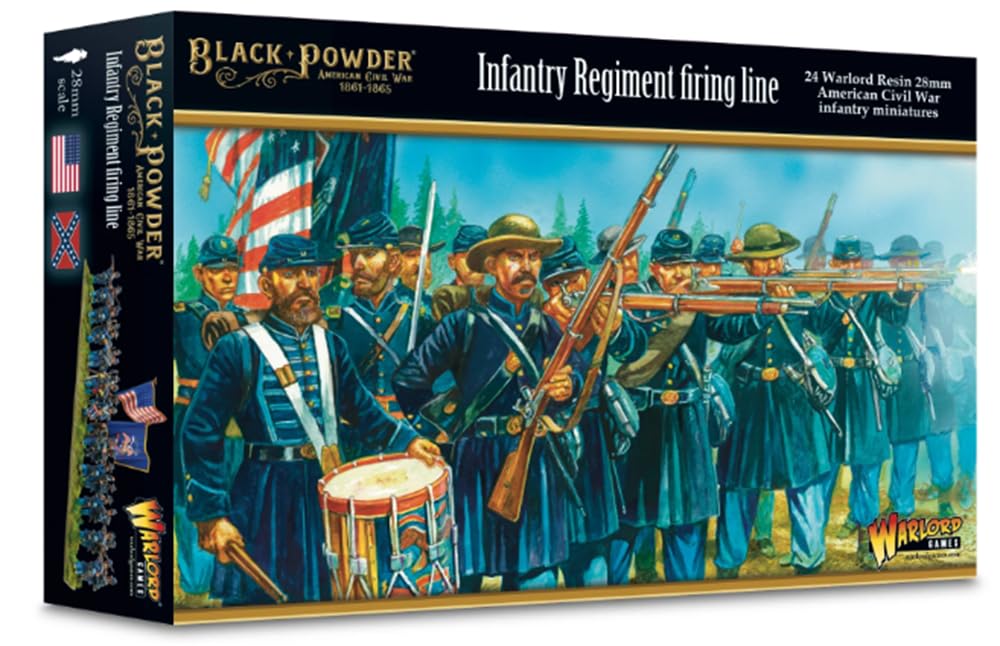 Warlord Games Black Powder American Civil War: Infantry Regiment Firing Line Figures 1:56 Military Table Top Wargaming Plastic Model Kit 302414002