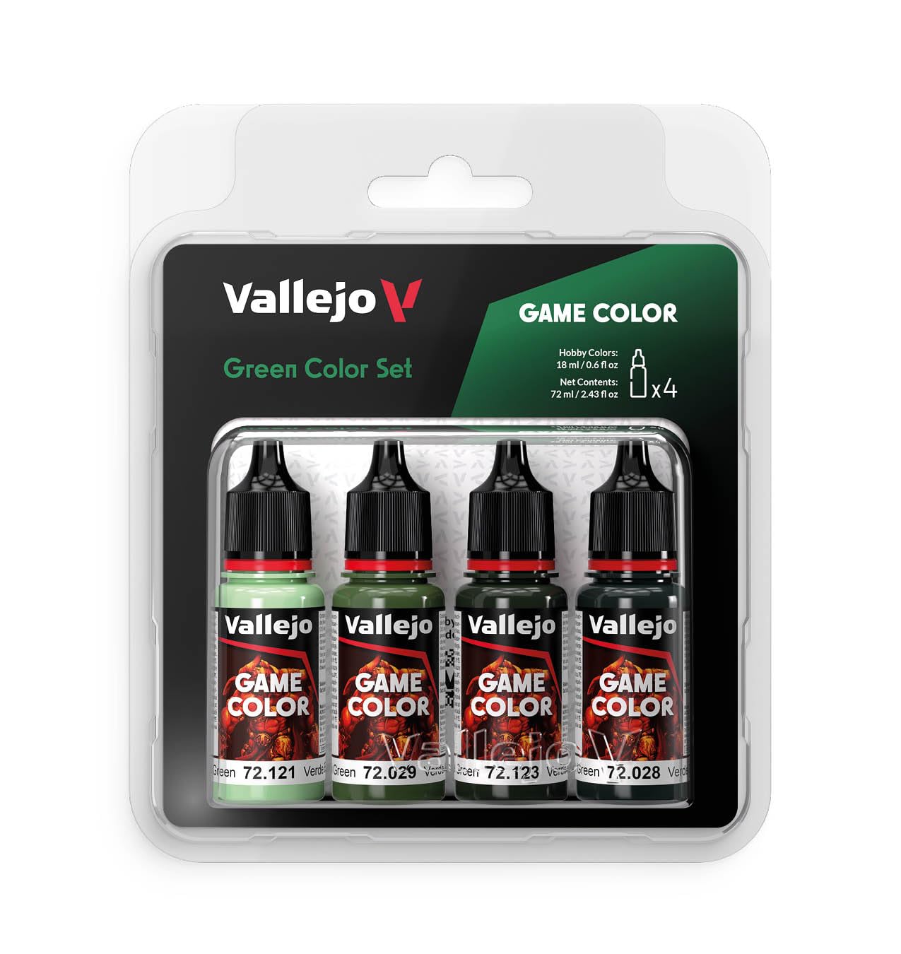 Vallejo - Green Color Set | Game Color | Contains 4 Bottles x 18 ml (0.60 fl.oz.)