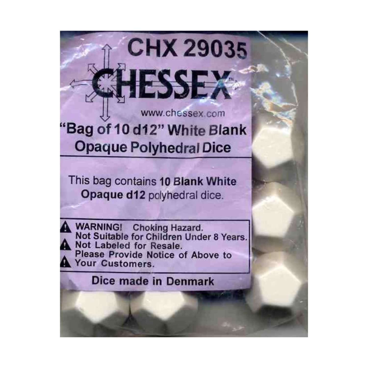 Chessex d12 Blank White (10)