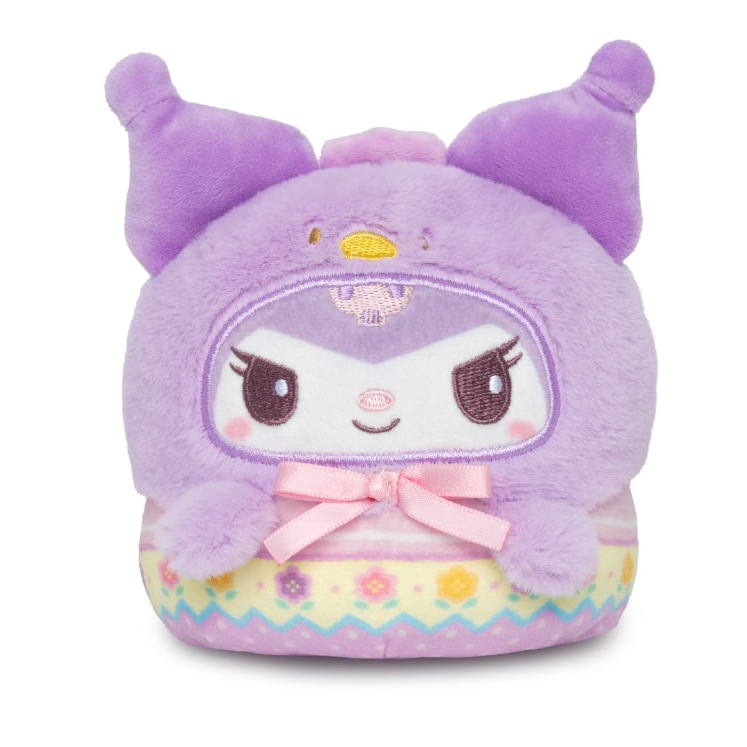 Teeturtle Reversible Sanrio Kuromi Plushie 4-Inch Easter Egg Two-Sided Flip Plush Toy with Embroidered Details - Cute Mini Collectible Plush for Kids, Teens, and Adults