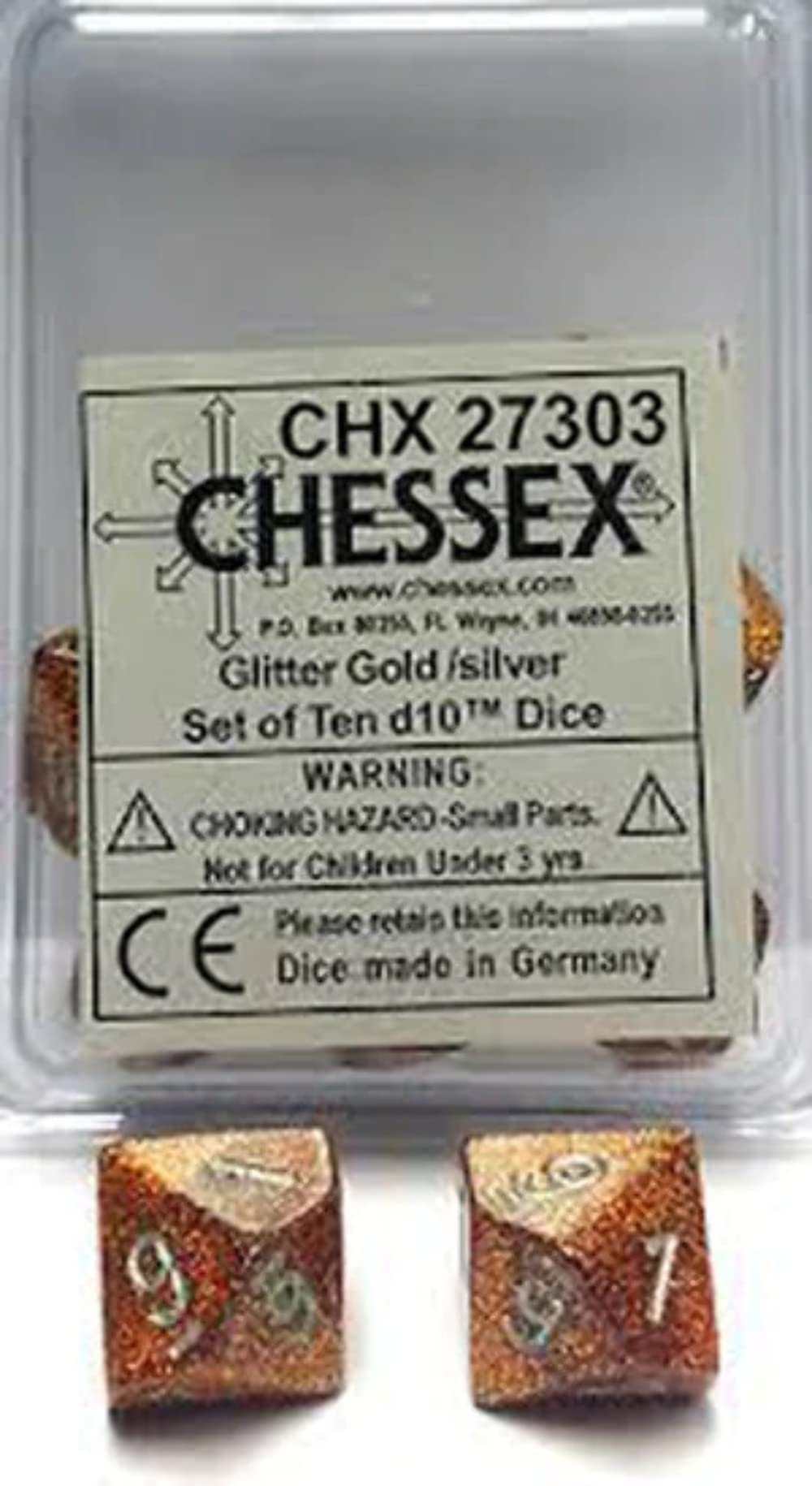 d10 Clamshell Glitter Gold with Silver (10)
