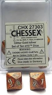 d10 Clamshell Glitter Gold with Silver (10)