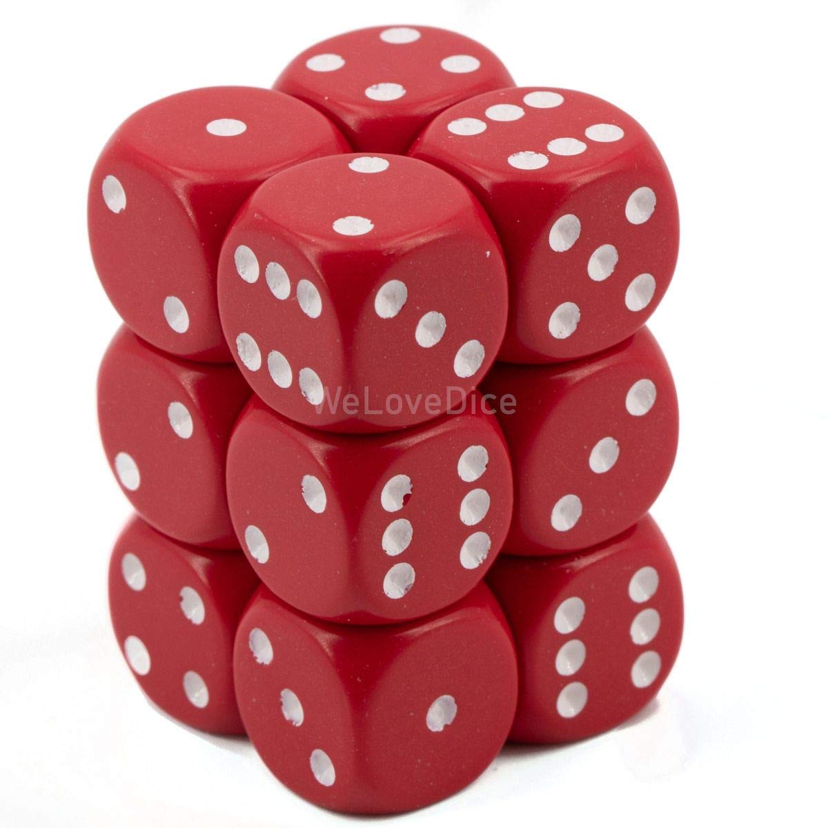 Chessex 12mm Opaque Red & White Polyhedral Dice Set – Compatible with Dungeons & Dragons (D&D), Pathfinder & Other Tabletop RPGs – Includes 12 Dice: D6