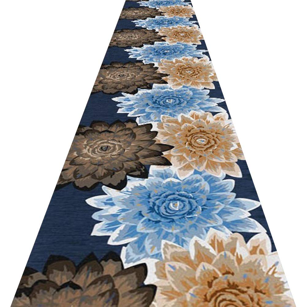 Runner Rugs for Hallway Area Rugs Blooming Damask Corridor Carpet, Modern Flowers Kitchen Entrance Mat, Customizable (Color : Multi-Colored, Size : 0.6x5m)