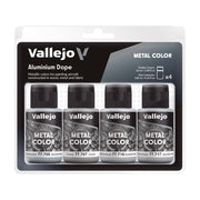 Vallejo - Aluminium Dope Set | Metal Color | Faithfully Reproduce Different Metallic Finishes | Contains 4 Bottles x 32 ml (1.08 fl.oz.)