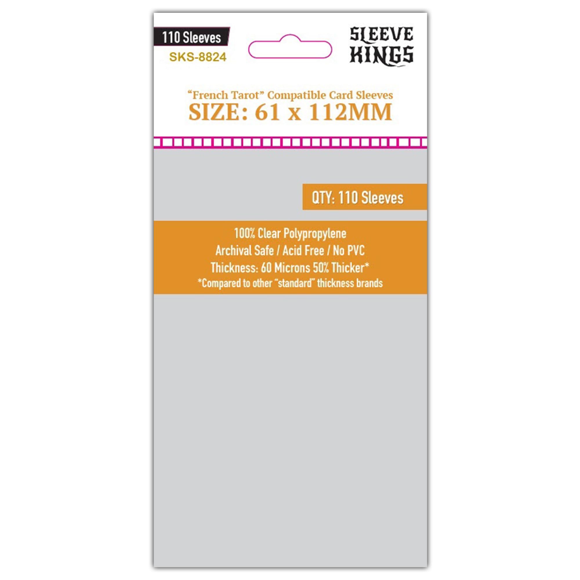Premium French Tarot Card Sleeves - 61 x 112 MM, 110 Sleeves Per Pack