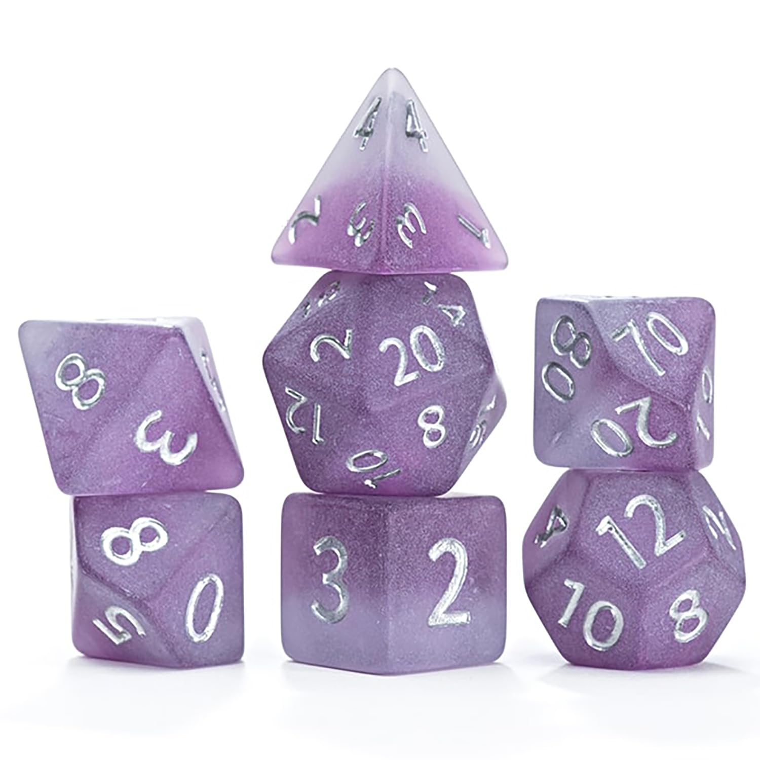 Gate Keeper Games and Dice: Sea Glass Dice: The Black Pearl - 7pc RPG Set, Violet Frosted Matte & Black Powder Resin, Dice for Role Playing Games