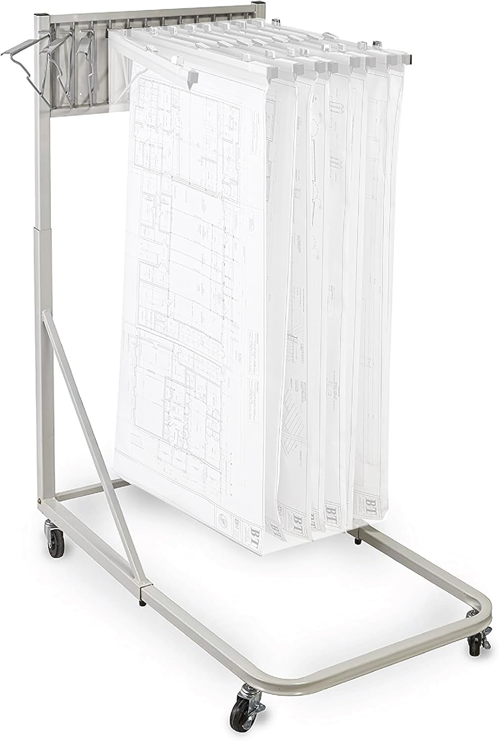Steel Vertical File Blueprint Rolling Stand, Grey