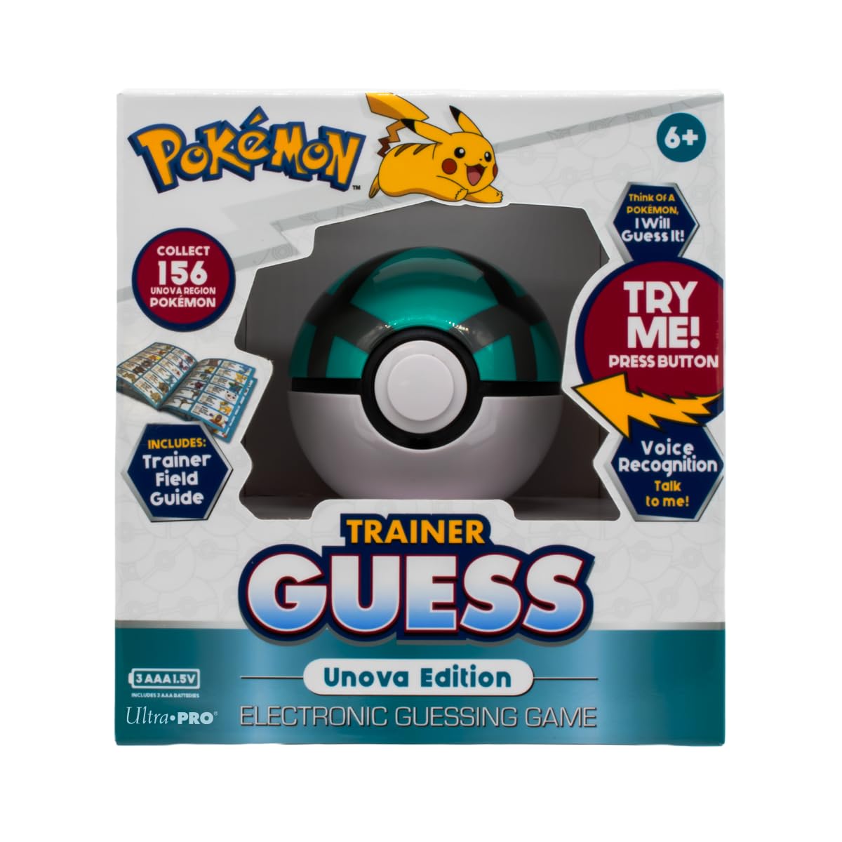 Ultra Pro Pokémon Trainer Guess: Unova Edition, I Will Guess It! Electronic Voice Recognition Guessing Brain Game Pokemon Go Digital Travel Board Games Toys - Talk to Your Poke Ball