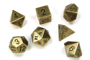 DND Dice Set-Chessex D&D Dice-16mm Old Brass Metal Polyhedral Dice Set-Dungeons and Dragons Dice Includes 7 Dice - D4 D6 D8 D10 D12 D20 D% (CHX27023)