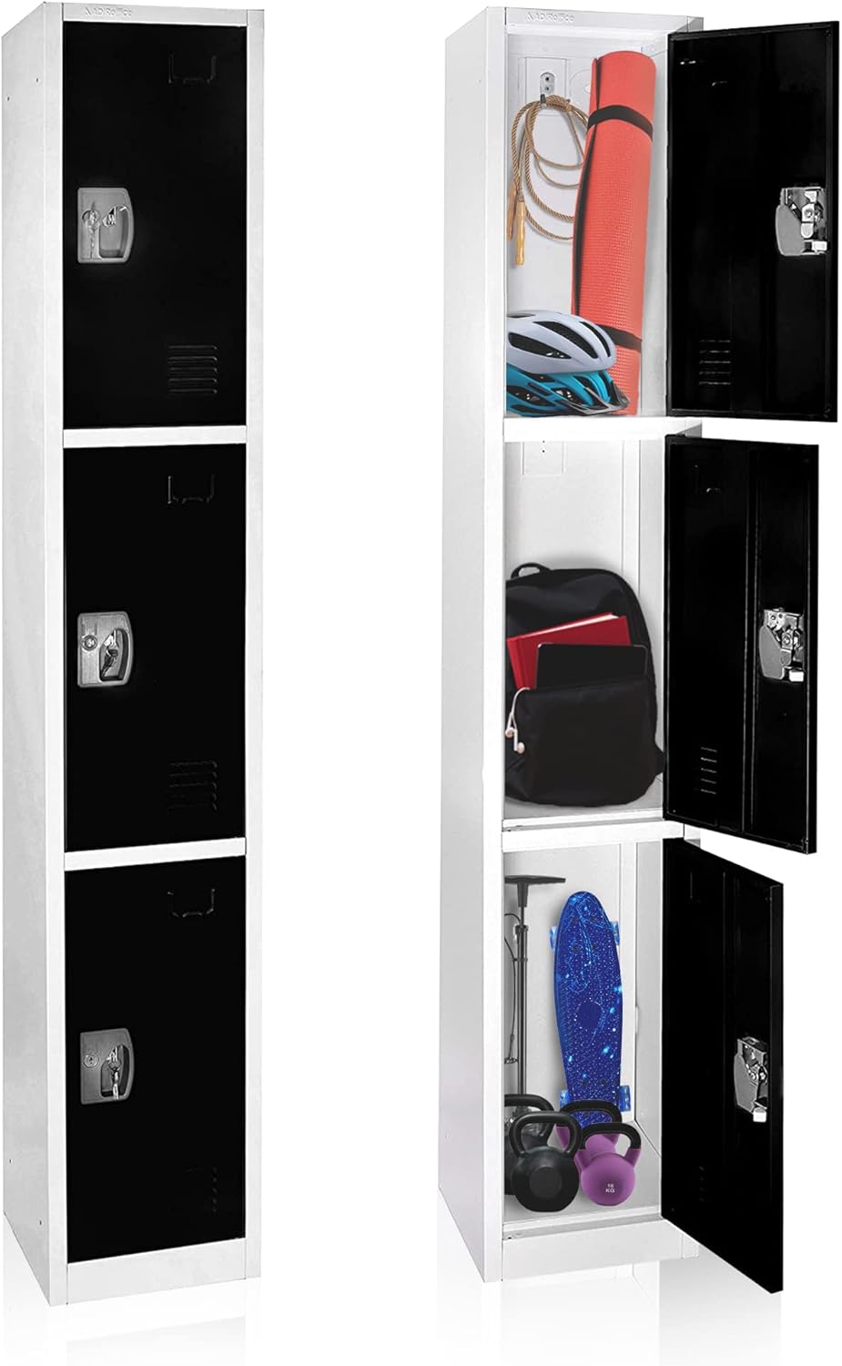 72 in. H x 12 in. W Triple-Compartment Steel Storage Locker