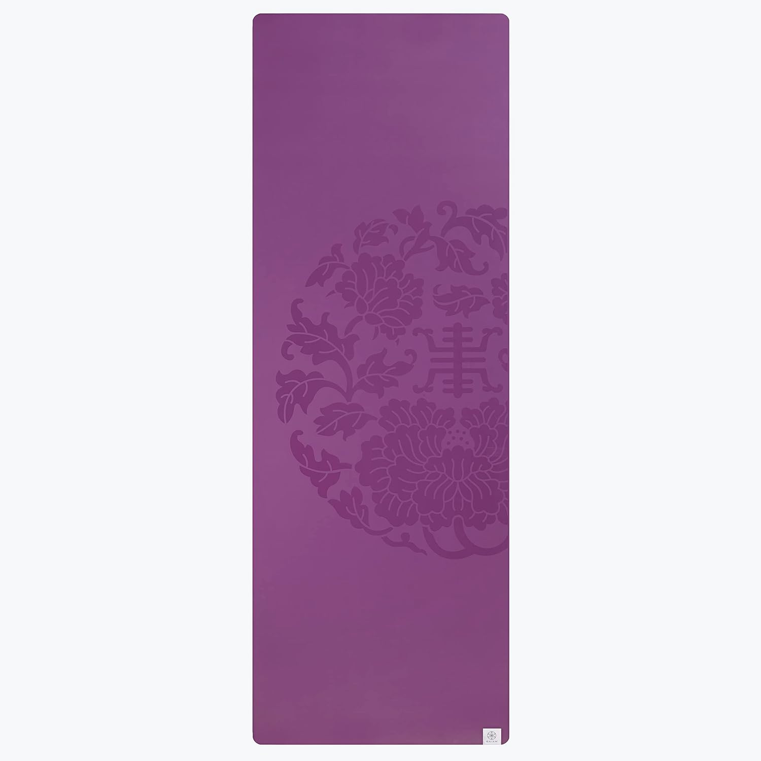 Gaiam Dry-Grip Yoga Mat - 5mm Thick Non-Slip Exercise & Fitness Mat for Standard or Hot Yoga, Pilates and Floor Workouts - Cushioned Support, Non-Slip Coat - 68 x 24 Inches - Purple