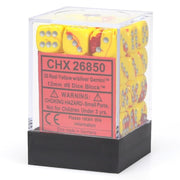 Chessex 12mm Gemini Red, Yellow & Silver Polyhedral Dice Set – Compatible with Dungeons & Dragons, Pathfinder & Other Tabletop RPGs – Includes 36 D6 Dice (CHX26850)