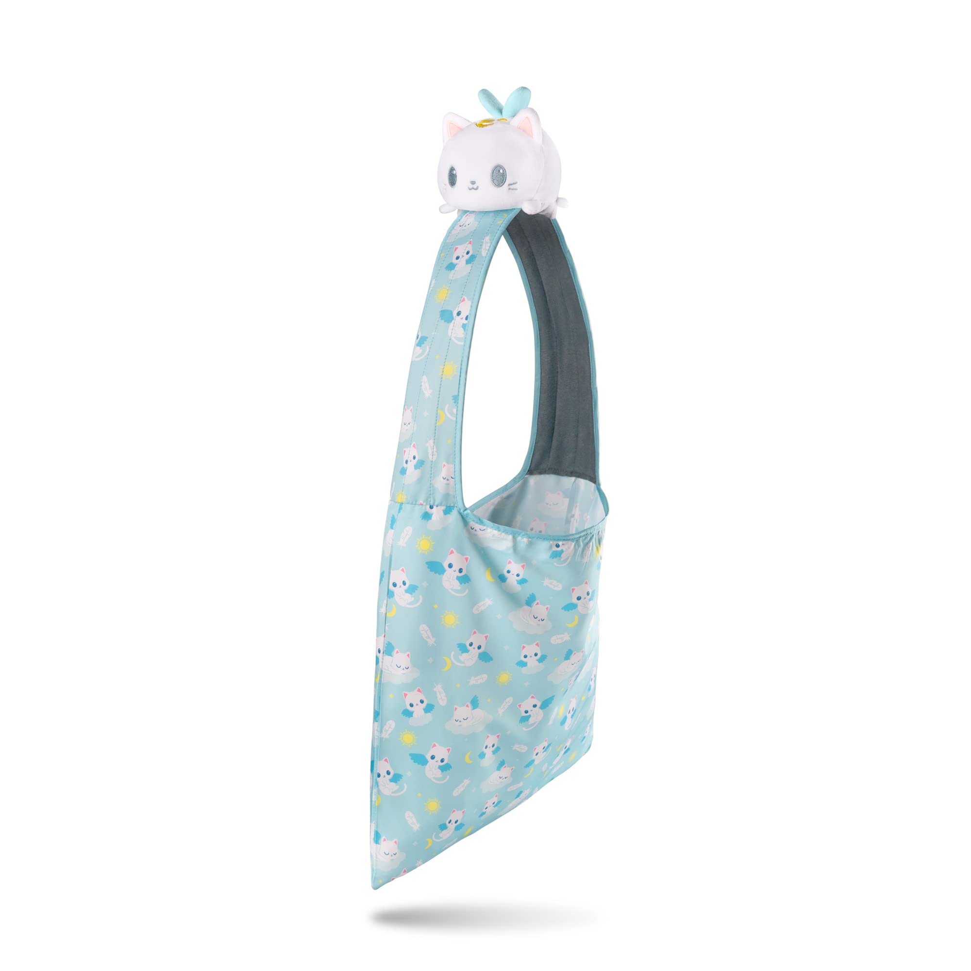 TeeTurtle - Plushie Tote Bag - Angel Cats - From the creators of the Original Reversible Octopus Plushie - Take Your Plush Pal Wherever You Go!